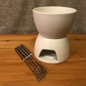 NEW: Crate & Barrel Porcelain Tabletop Fondue Set